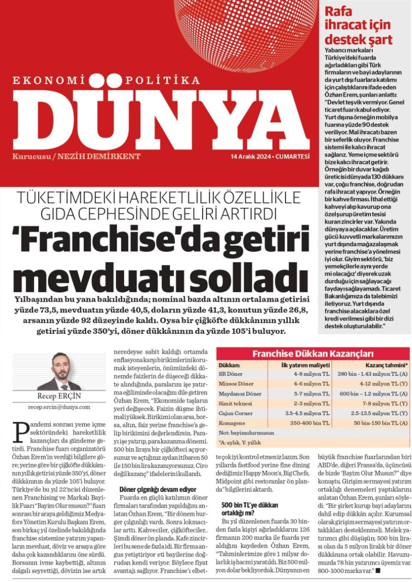 Franchise da getiri mevduatı solladı